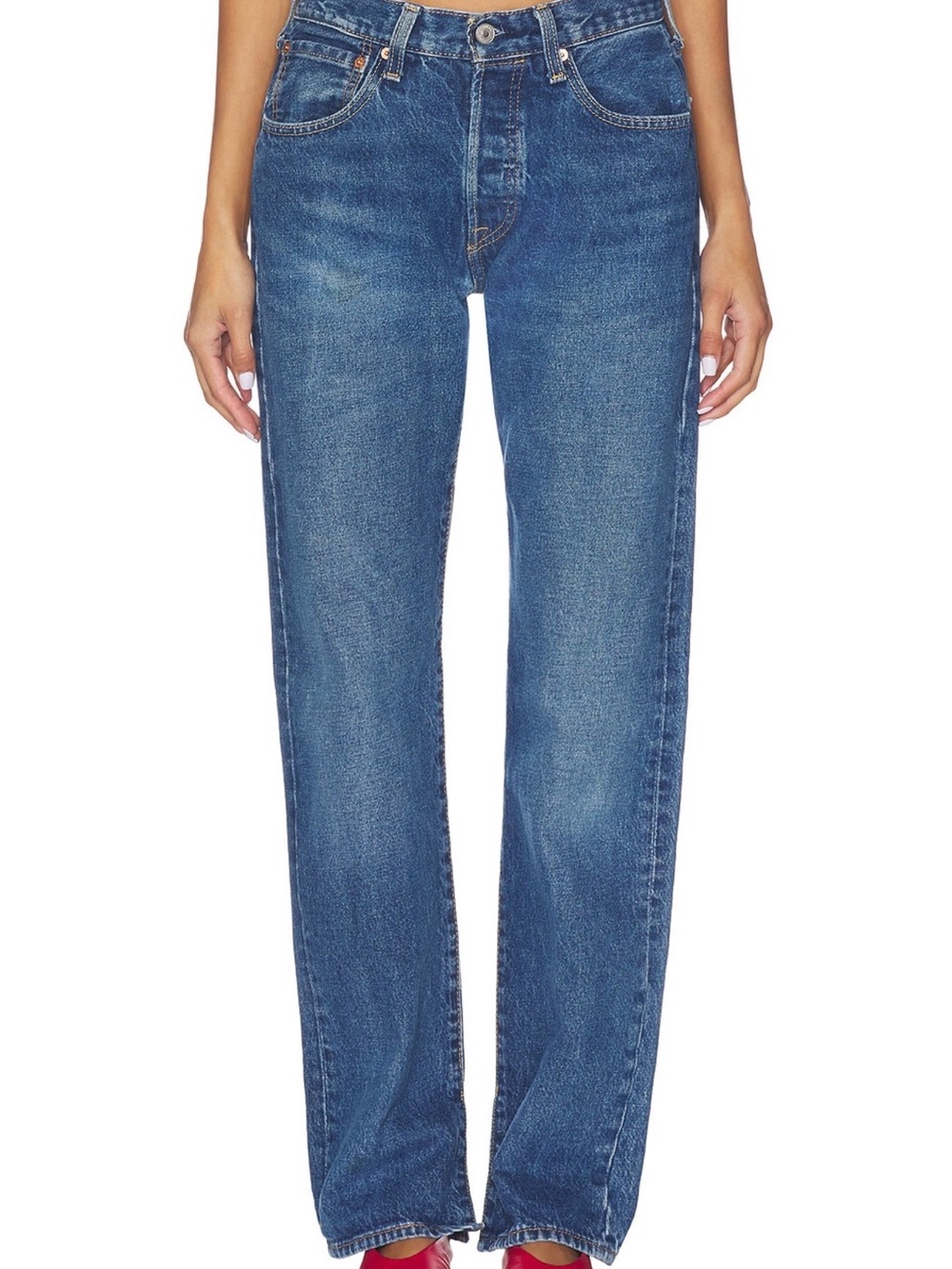 Aligrace Vintage Relaxed Split Jeans in Medium Dark